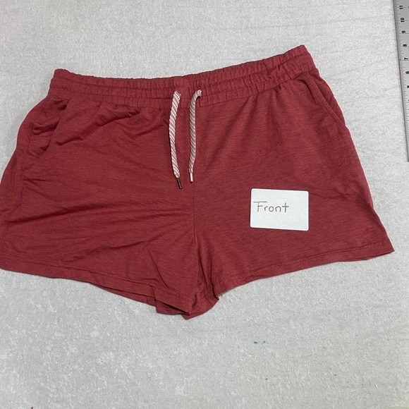 Pants - Red/ burgundy women XL soft loungewear shorts with drawstring. SKU268#loungewear